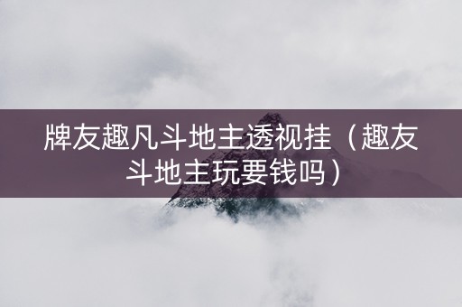 牌友趣凡斗地主透视挂（趣友斗地主玩要钱吗）
