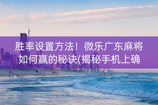 胜率设置方法！微乐广东麻将如何赢的秘诀(揭秘手机上确实有猫腻)