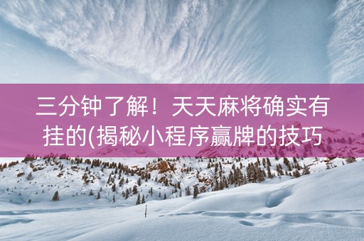 三分钟了解！天天麻将确实有挂的(揭秘小程序赢牌的技巧)