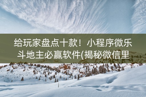 给玩家盘点十款！小程序微乐斗地主必赢软件(揭秘微信里提高赢的概率)