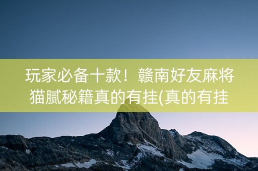 玩家必备十款！赣南好友麻将猫腻秘籍真的有挂(真的有挂)