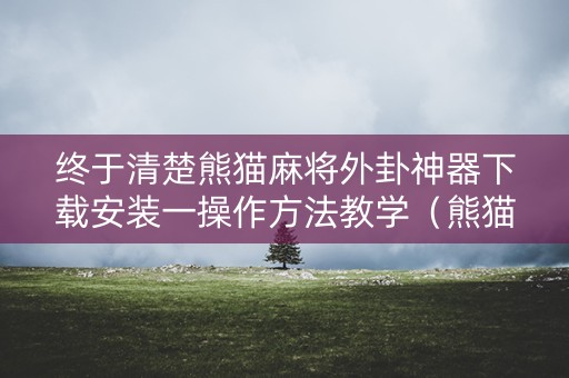 终于清楚熊猫麻将外卦神器下载安装一操作方法教学（熊猫麻将外卦神器软件）