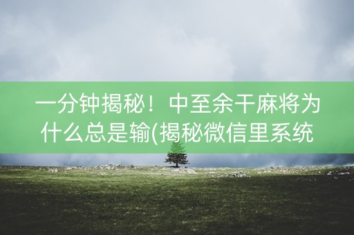 一分钟揭秘！中至余干麻将为什么总是输(揭秘微信里系统发好牌)