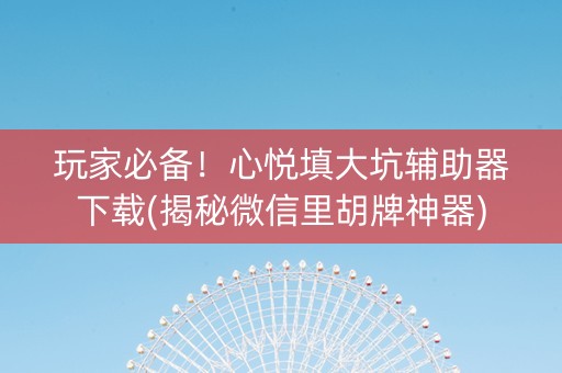 玩家必备！心悦填大坑辅助器下载(揭秘微信里胡牌神器)