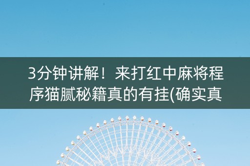 3分钟讲解！来打红中麻将程序猫腻秘籍真的有挂(确实真有挂)