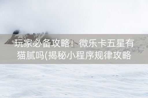 玩家必备攻略！微乐卡五星有猫腻吗(揭秘小程序规律攻略)