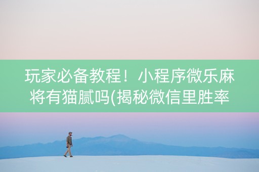 玩家必备教程！小程序微乐麻将有猫腻吗(揭秘微信里胜率到哪调)
