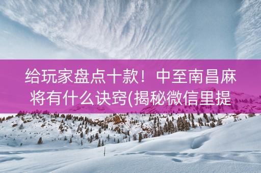 给玩家盘点十款！中至南昌麻将有什么诀窍(揭秘微信里提高胜率)