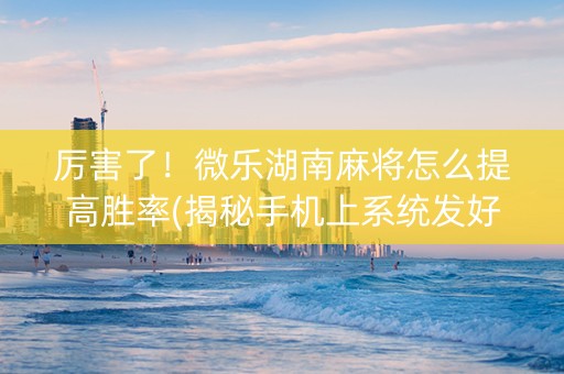 厉害了！微乐湖南麻将怎么提高胜率(揭秘手机上系统发好牌)