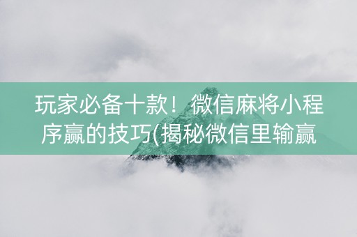 玩家必备十款！微信麻将小程序赢的技巧(揭秘微信里输赢技巧)