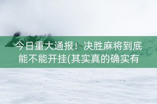 今日重大通报！决胜麻将到底能不能开挂(其实真的确实有挂)