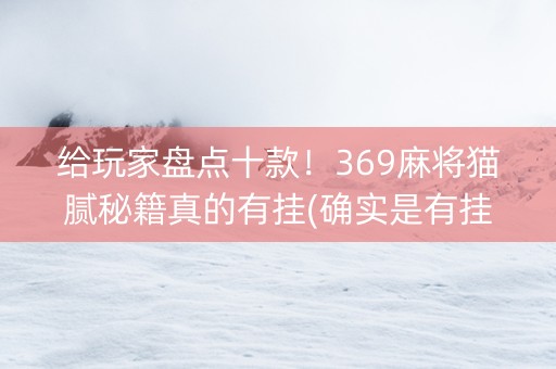给玩家盘点十款！369麻将猫腻秘籍真的有挂(确实是有挂)