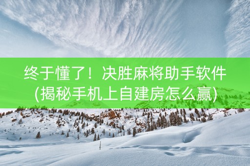 终于懂了！决胜麻将助手软件(揭秘手机上自建房怎么赢)