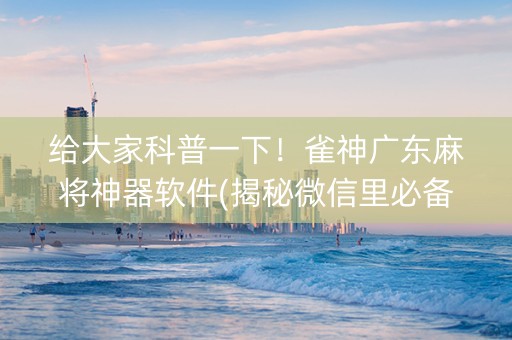 给大家科普一下！雀神广东麻将神器软件(揭秘微信里必备神器)