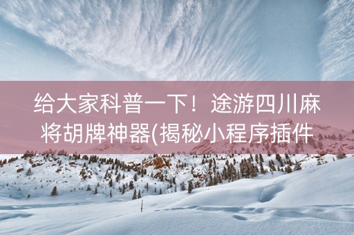 给大家科普一下！途游四川麻将胡牌神器(揭秘小程序插件购买)