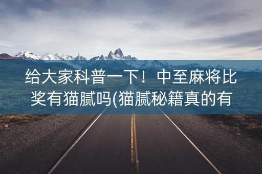 给大家科普一下！中至麻将比奖有猫腻吗(猫腻秘籍真的有挂)