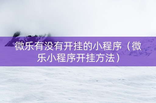 微乐有没有开挂的小程序（微乐小程序开挂方法）