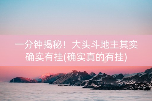 一分钟揭秘！大头斗地主其实确实有挂(确实真的有挂)