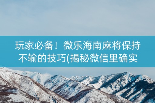 玩家必备！微乐海南麻将保持不输的技巧(揭秘微信里确实有猫腻)