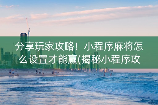 分享玩家攻略！小程序麻将怎么设置才能赢(揭秘小程序攻略插件)