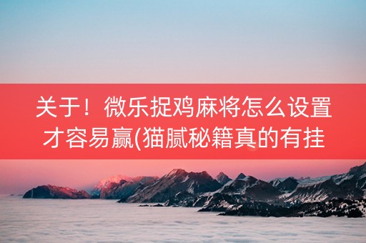 关于！微乐捉鸡麻将怎么设置才容易赢(猫腻秘籍真的有挂)