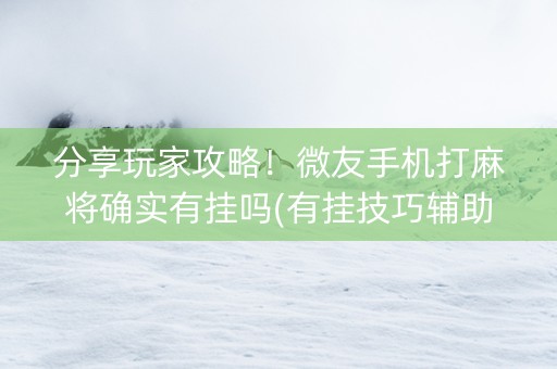 分享玩家攻略！微友手机打麻将确实有挂吗(有挂技巧辅助器)