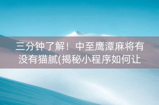 三分钟了解！中至鹰潭麻将有没有猫腻(揭秘小程序如何让牌变好)
