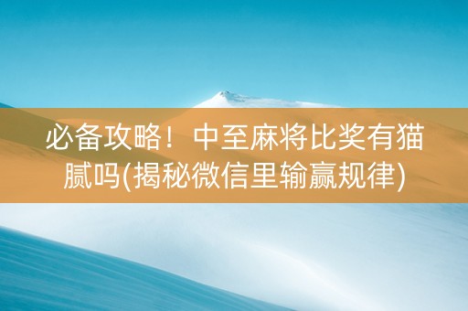 必备攻略！中至麻将比奖有猫腻吗(揭秘微信里输赢规律)