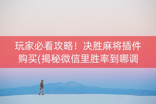 玩家必看攻略！决胜麻将插件购买(揭秘微信里胜率到哪调)