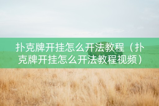 扑克牌开挂怎么开法教程（扑克牌开挂怎么开法教程视频）