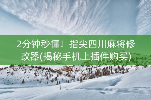 2分钟秒懂！指尖四川麻将修改器(揭秘手机上插件购买)