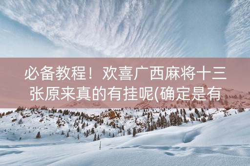 必备教程！欢喜广西麻将十三张原来真的有挂呢(确定是有挂)