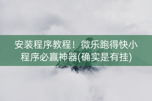 安装程序教程！微乐跑得快小程序必赢神器(确实是有挂)