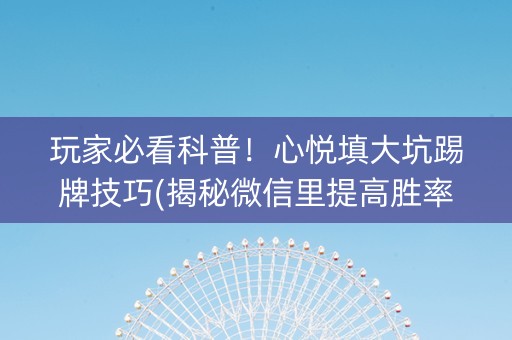 玩家必看科普！心悦填大坑踢牌技巧(揭秘微信里提高胜率)