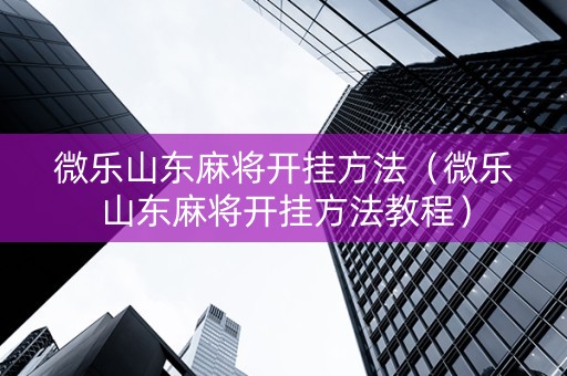 微乐山东麻将开挂方法（微乐山东麻将开挂方法教程）