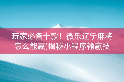 玩家必备十款！微乐辽宁麻将怎么能赢(揭秘小程序输赢技巧)