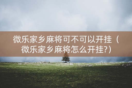 微乐家乡麻将可不可以开挂（微乐家乡麻将怎么开挂?）