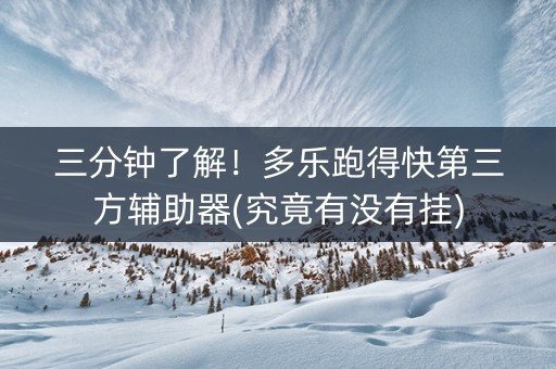三分钟了解！多乐跑得快第三方辅助器(究竟有没有挂)
