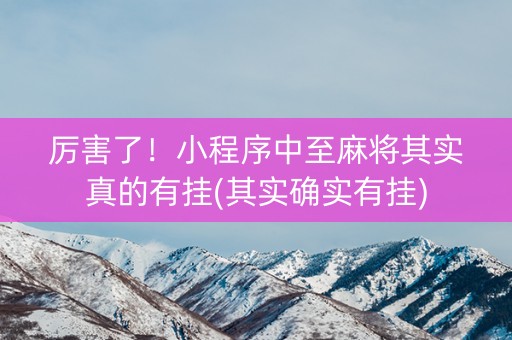 厉害了！小程序中至麻将其实真的有挂(其实确实有挂)