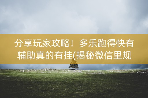 分享玩家攻略！多乐跑得快有辅助真的有挂(揭秘微信里规律攻略)