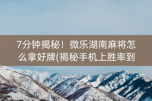 7分钟揭秘！微乐湖南麻将怎么拿好牌(揭秘手机上胜率到哪调)