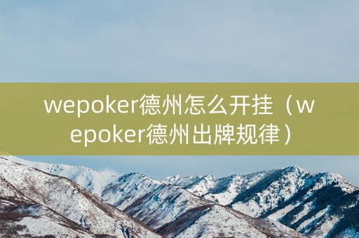 wepoker德州怎么开挂（wepoker德州出牌规律）