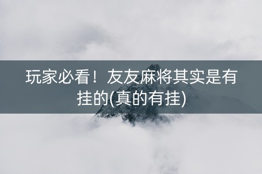 玩家必看！友友麻将其实是有挂的(真的有挂)