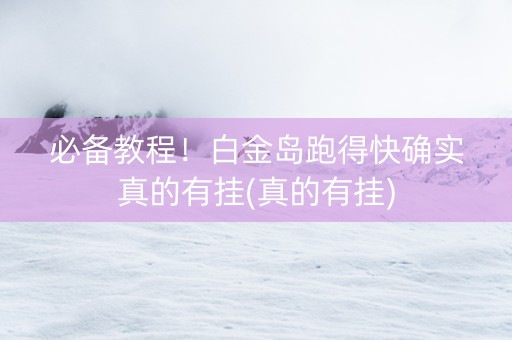 必备教程！白金岛跑得快确实真的有挂(真的有挂)