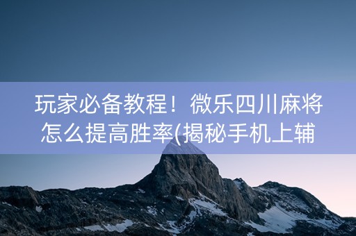 玩家必备教程！微乐四川麻将怎么提高胜率(揭秘手机上辅牌器)