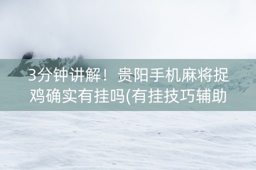 3分钟讲解！贵阳手机麻将捉鸡确实有挂吗(有挂技巧辅助器)
