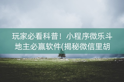 玩家必看科普！小程序微乐斗地主必赢软件(揭秘微信里胡牌技巧)