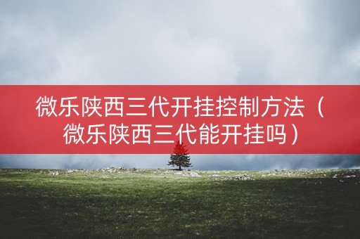 微乐陕西三代开挂控制方法（微乐陕西三代能开挂吗）