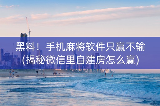 黑料！手机麻将软件只赢不输(揭秘微信里自建房怎么赢)