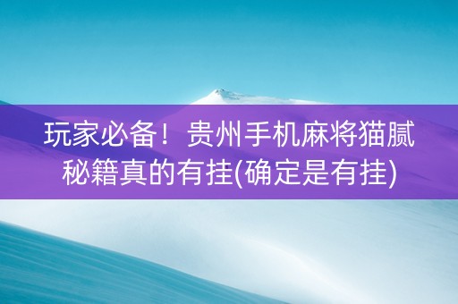 玩家必备！贵州手机麻将猫腻秘籍真的有挂(确定是有挂)